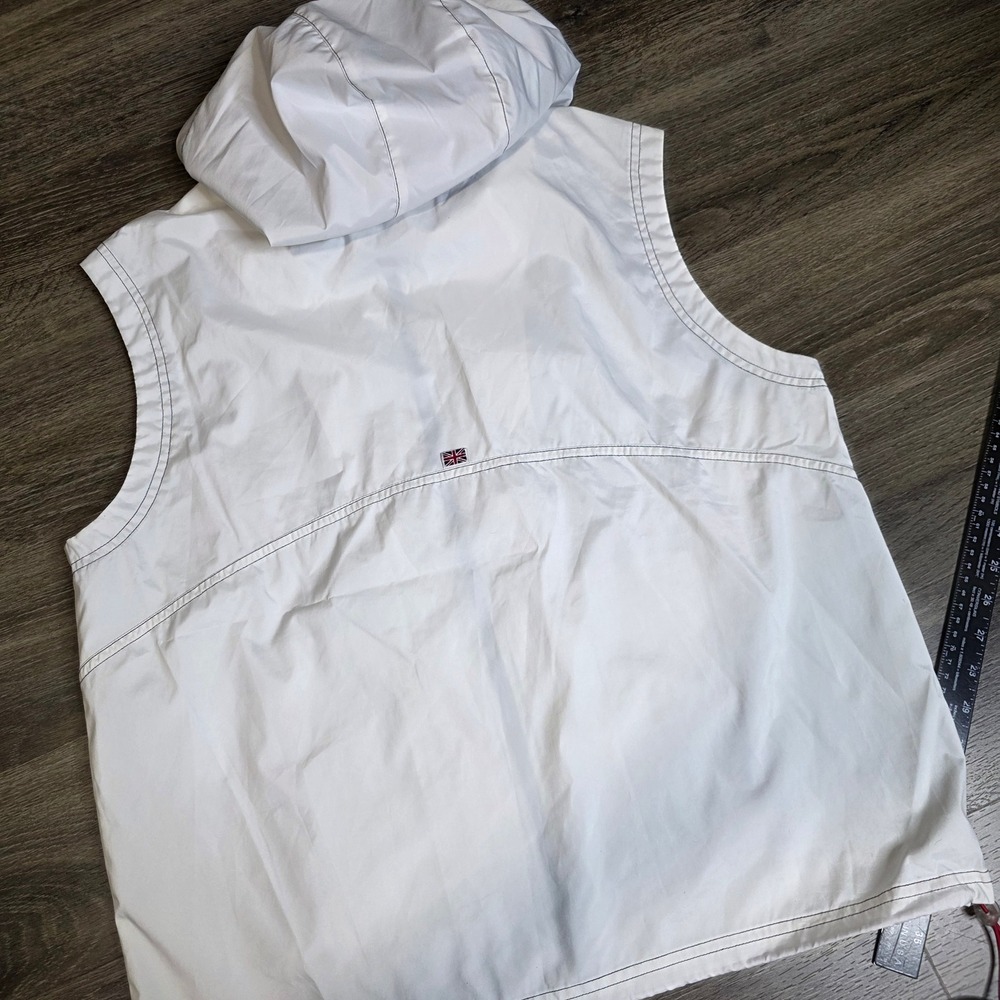 Reebok Womens Large Hooded Windbreaker Vest White Union Jack Lining Vintage 908 View 5